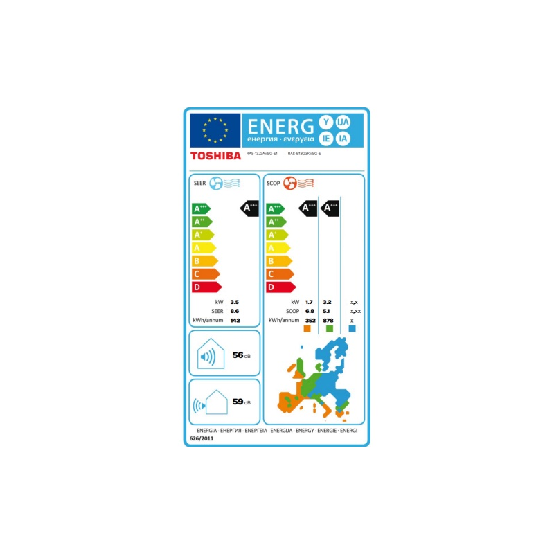 Climatiseur Mono-Split RAS-B13G3KVSG-E / RAS-13J2AVSG-E1 Toshiba