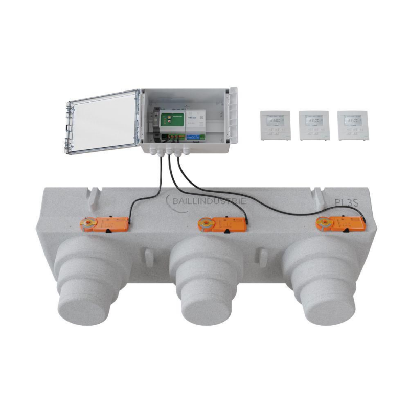 Pack de régulation à 3 zones thermostat Blanc - 3 Volets motorisés